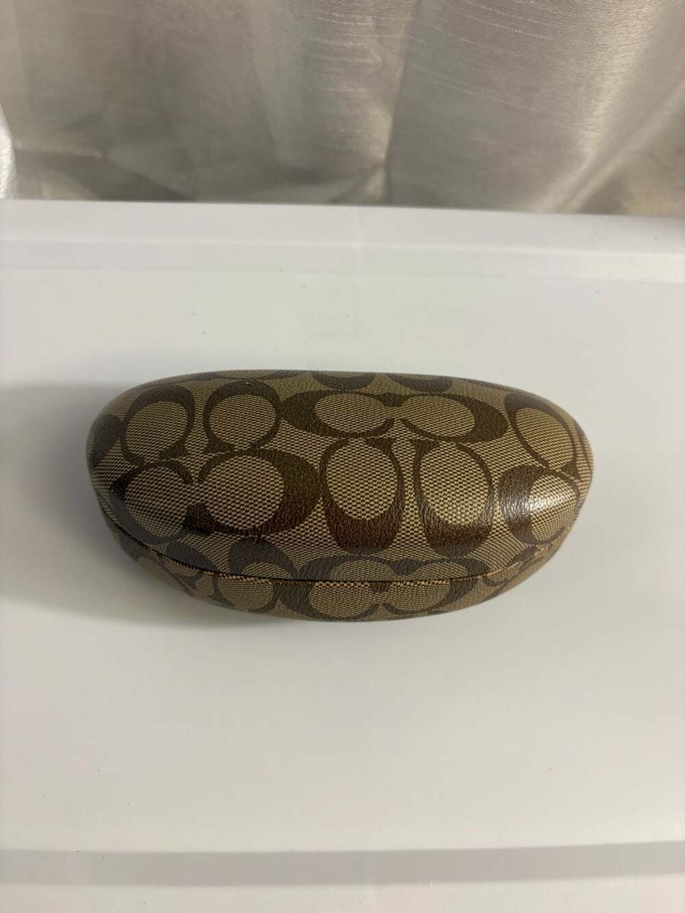 Coach Signature Monogram Brown Hard Clamshell Sunglasses Eyeglass Case